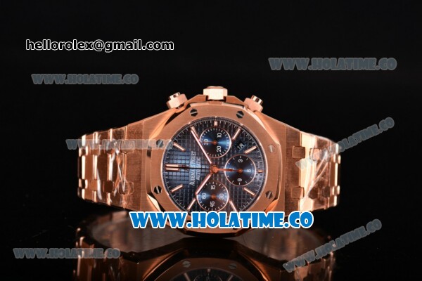 Audemars Piguet Royal Oak Chrono 41MM Swiss Valjoux 7750 Automatic Full Rose Gold with Blue Dial and Stick Markers (EF) - Click Image to Close